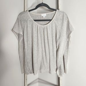 J.Jill top womens small pure Jill short sleeve stripe linen blend flowy gray